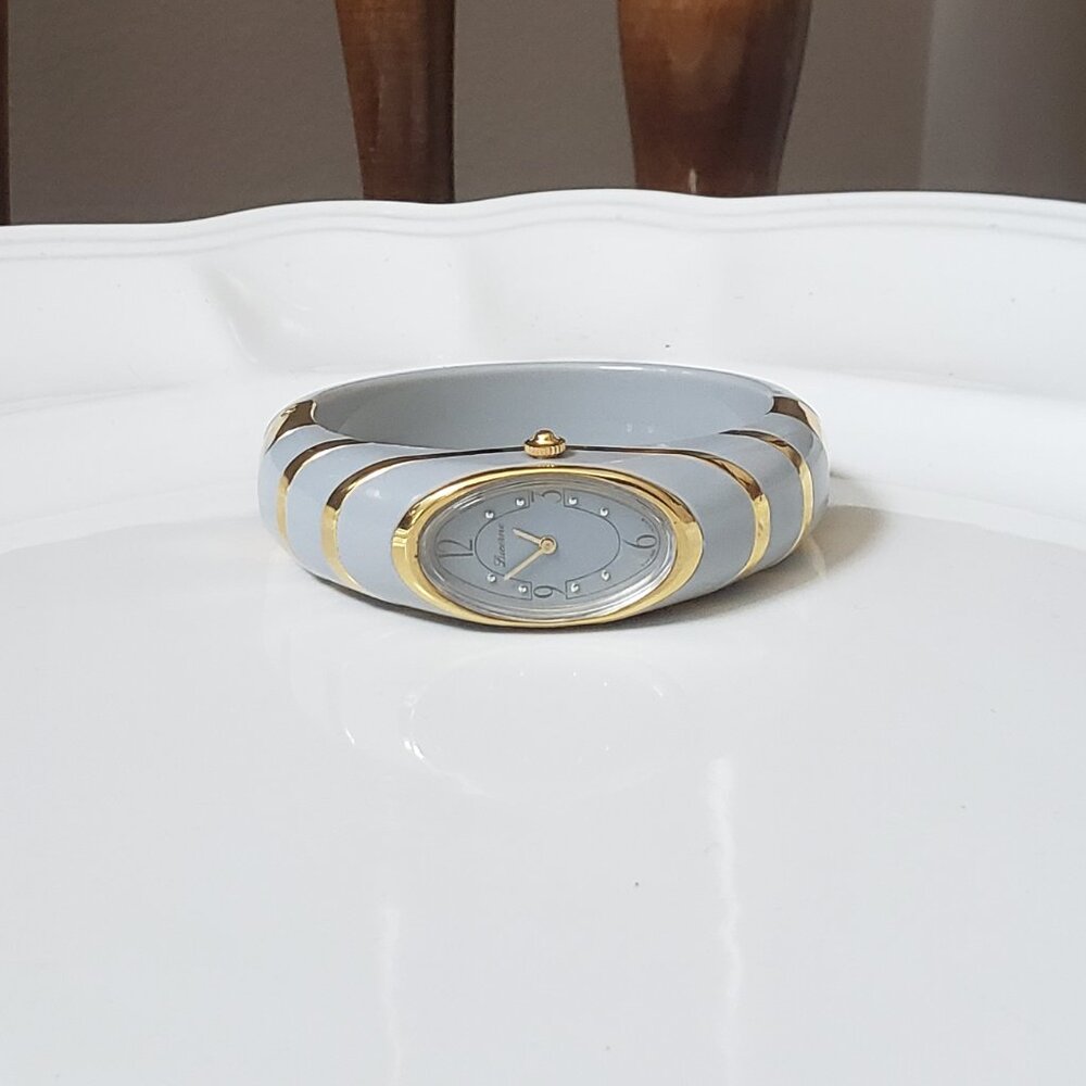 Vintage Alfex Swiss Gold and Gray Mechanical Bangle Watch